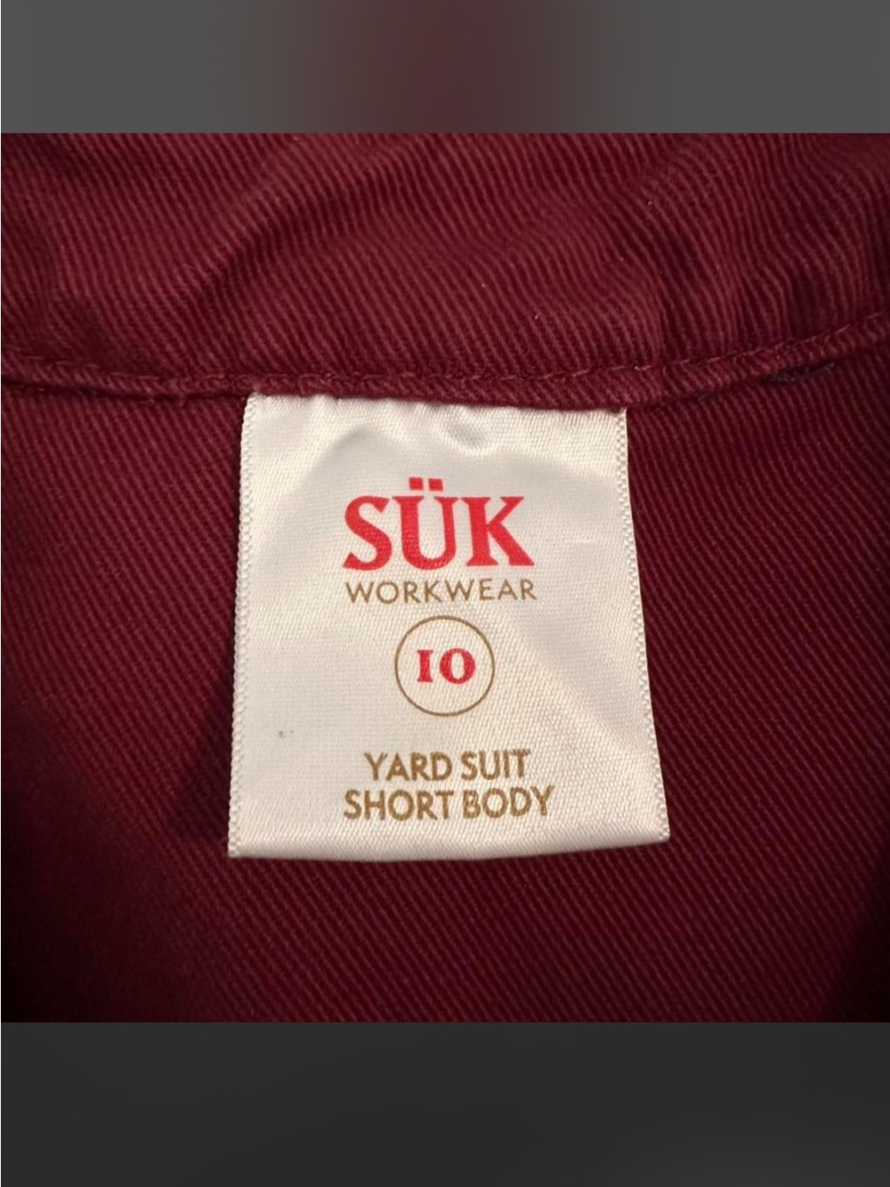 SUK Workwear Yard Suit Women's Size 10 Burgundy Zip-Front 100% Cotton Overalls - Picture 6 of 16